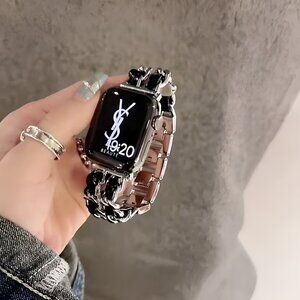 NEW Strap Chain Leather Stainless Band For Apple Watch - SB
